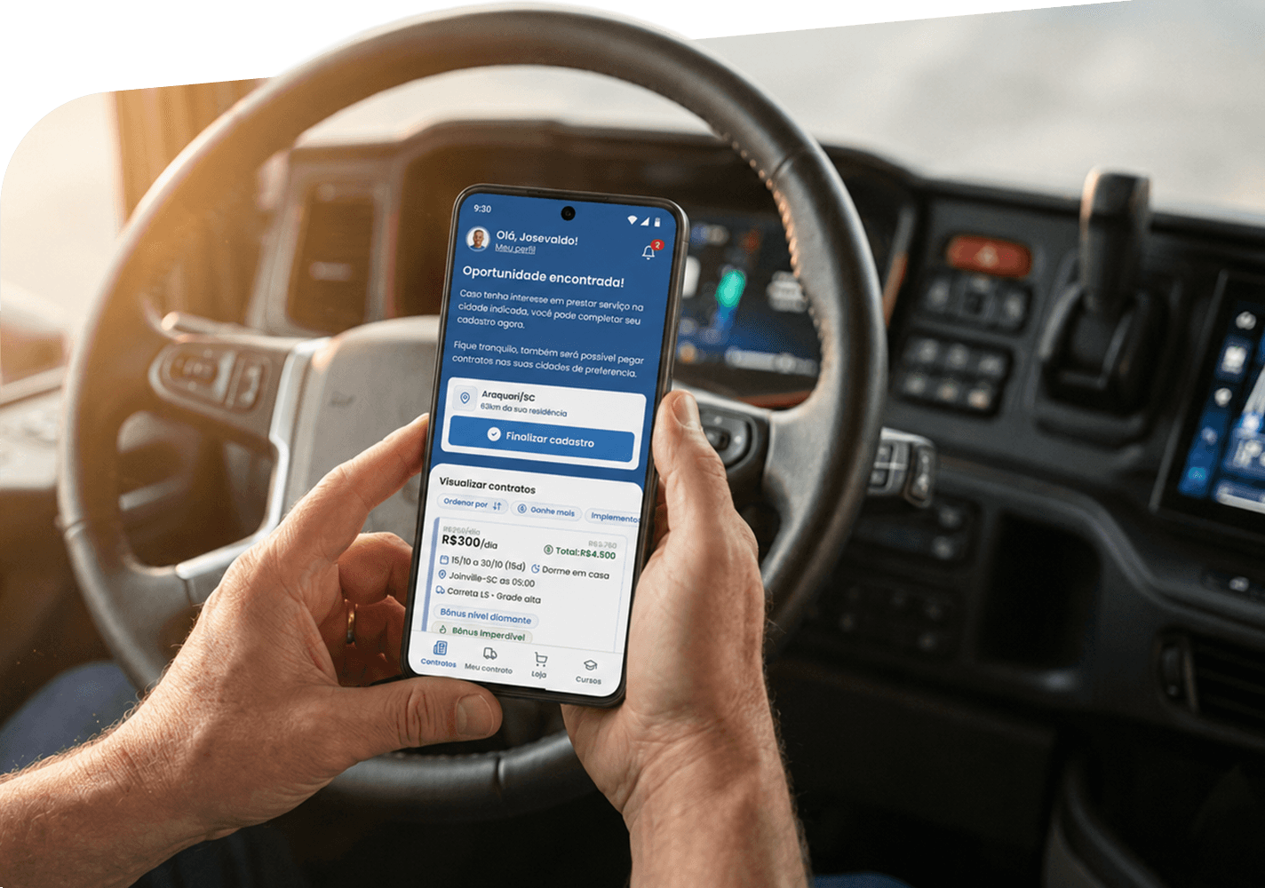 Motorista usando o app da Motorista PX