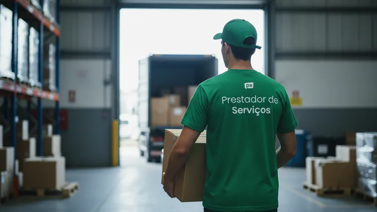 Ajudante operacional carregando volumes em um centro de distribuição